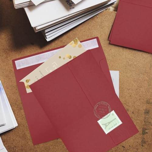 Image of 50 Packs Wine Red 5x7 Envelopes 5x7, Deep Red Color A7 Envelopes, Burgundy Invitations, Photos, Greeting Cards, Mailing