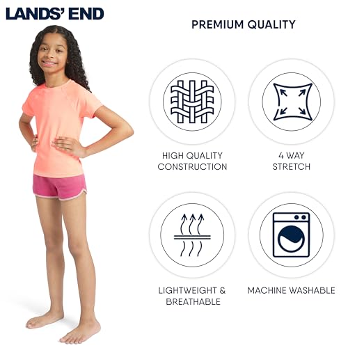 Image of Lands' End Girls' Swim UPF 50+ Short Sleeve Sun Tee Rash Guard Shirt