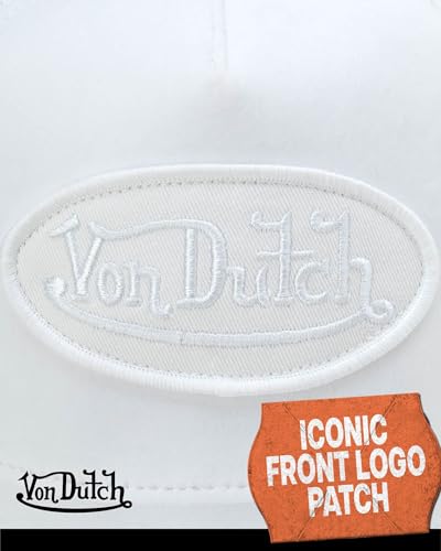 Image of Von Dutch Unisex Trucker Hat - Velvet Curved Bill Mesh Back Retro Classic Adjustable Snapback Baseball Cap for Men and Women