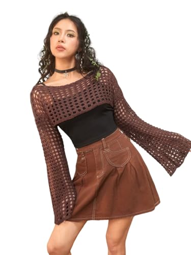 WDIRARA Women's Crochet Crop Tops Shrugs Y2k...