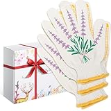 Gardening Gloves Gifts for Women - 3Pairs Breathable Outdoor Garden Gloves, Non-Slip Grip, Cotton Yarn, Work Gloves Gift for Plant Lovers Ladies Mom Grandma Weeding Digging Planting Pruning, Lavender