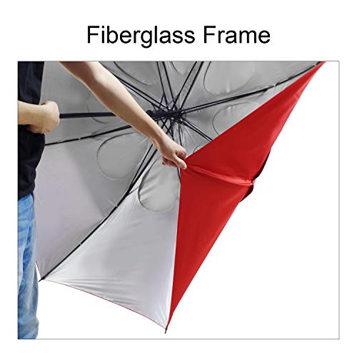 Lejorain 68 Inches Extra Large Windproof Golf Umbrella - Double Canopy SPF 50+ UV Protection from Storm/Blizzard/Rain/Sun(red)