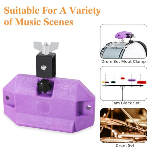 Image of RANMIG Jam Block Medium Pitch Jam Block Percussion 5.9 inch Jam Blocks Plastic Musical Percussion Block,Percussion Instrument Kit for Latin, Jazz, Rock, and Pop,Jam Blocks for Drums (Purple)
