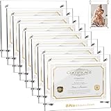 Thyle 8 Pcs Acrylic Photo Frame 8.5 x 11'' Clear Floating Picture Frame Certificate Document Poster Award Diploma Display Tabletop or Hanging Wall Mount for Back to School Teacher Student Gift(Silver)