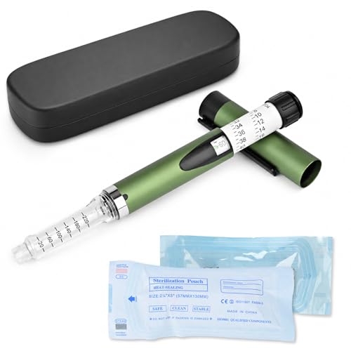 Wiederverwendbarer Insulinpen Einstellbarem Dosierdial kompatibel tragbarer 60-Einheiten-Pen mit 3-ml-Patronen für den täglichen Gebrauch und langfristige Nutzung (grün)