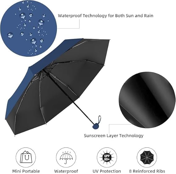 Image of Besque UV Big Size Umbrella for Sun Protection Rain Windproof Strong large 2 fold for men women kids boys girls Perfect Umbrella with cover small case stylish Windproof & Compact UV large size