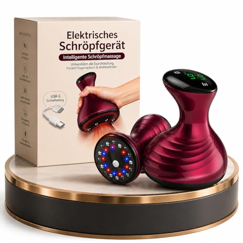 HOMEXO Schröpfgerät elektrisch 4-in-1 Cellulite Massagegerät mit Vakuum Wärmefunktion & Rotlicht Schröpfmassagegerät für Frauen die sich in ihrer Haut wohlfühlen möchten Kabellos USB-C