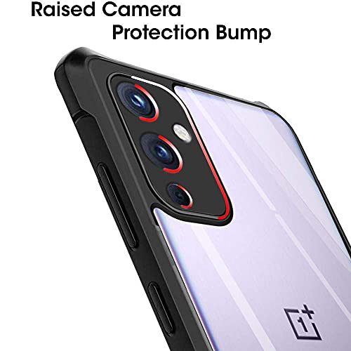 Image of WOW IMAGINE Shockproof Crystal Clear Back Cover Case for OnePlus 9 5G | 1+9 5G (Hard | Hybrid PC + TPU | Full Armour Device & Camera Protection | Black)