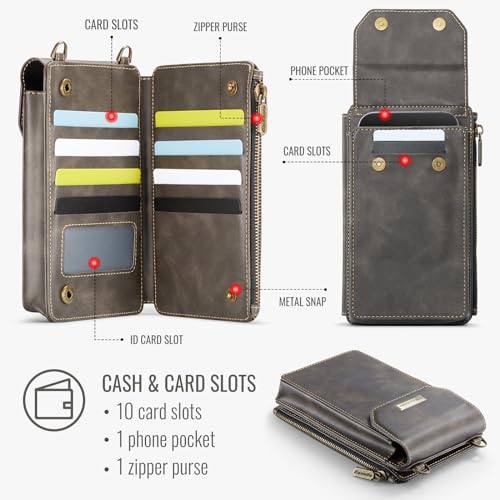 Phone Wallet Bag with Large Capacity Card Slots Cash Zipper Pocket, RFID Blocking Hand Strap and Crossbody Shoulder2