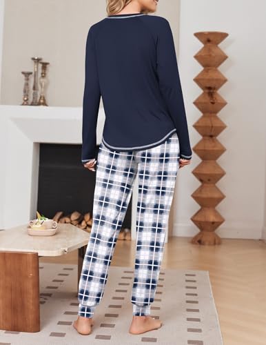 Ekouaer 2 Pack Womens Pajama Sets Soft Jogger Pjs Long Sleeve Lounge Sets - image 3