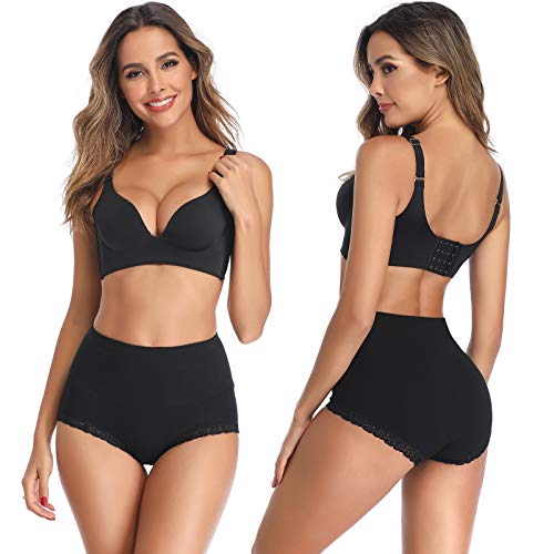 Image of Womens Underwear,Cotton Mid Waist No Muffin Top Full Coverage Brief Ladies Panties Lingerie Undergarments for Women Multipack