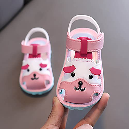 Toddler Baby Girl Boy Summer Sandals Cartoon Dog Shoes Non Slip Soft Sole First Walkers Prewalkers (Pink, 4.5 Infant)4