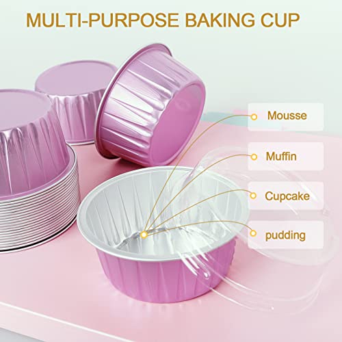 Aluminum Cupcake Liners 25Pcs 5Oz Muffin Cups Mini Cheesecake Containers Baking Cups For Wedding, Christmas, Kitchen, Birthday Party Holiday Parties (Light Purple) #TOP2