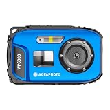 AGFA PHOTO Realishot WP6000 - Fotocamera digitale impermeabile, 3 m/10 piedi, 18 MP, video HD, schermo LCD da 2,4”, zoom digitale 16x, autofocus, specchietto per selfie, batteria al litio - Blu