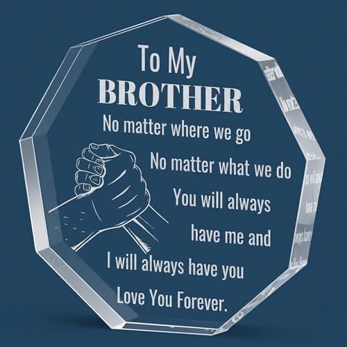 Image of DIGI ARTS Seasonal Decoration, Collectible Figurines inchto My Brother inch Clasped Hands Quote Acrylic Decorative Plaque & Typography, Durable Acrylic Ornament, Home Shelf & Tabletop Decor, Heartfelt Birthday