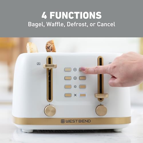 West Bend Timeless 4-Slice Toaster, Stainless Steel, in White Gold - Image 2
