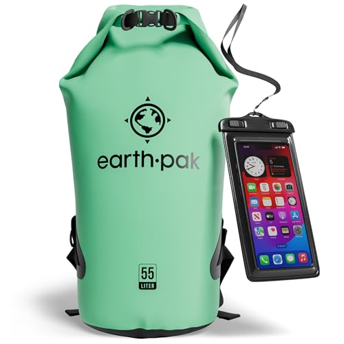 Image of Earth Pak Waterproof Dry Bag - Roll Top Waterproof Backpack Sack Keeps Gear Dry for Kayak with Waterproof Phone Case