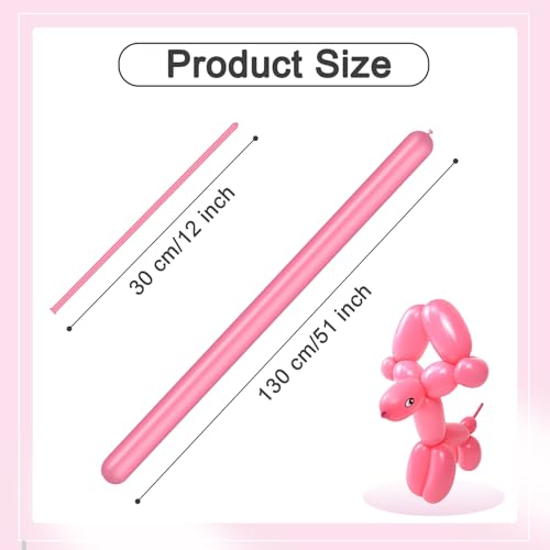 Image of Long Balloons - Pink 260 Balloons for Balloon Arch & Party Decor, 100Pcs
