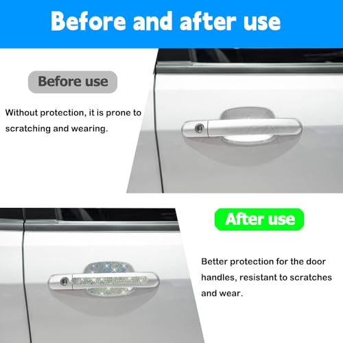 Image of 10PCS Car Door Handle Protective Cover,Bling Handle Protector,Car Door Handle Anti Scratch Sticker,Crystals Have A Reflective Effect, Making Vehicles Dazzling (Colourful)