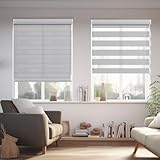 Changshade Corded Zebra Blinds for Sliding Glass Door Custom Size, Light Filtering Zebra Roller Shades for Indoor Windows, Bay Window, Living Room, Bedroom, Bathroom, Easy to Install, Grey