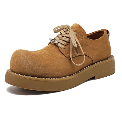 Big Toe Oxford Shoes for Men's Suede Platform Chunky Heel Wide Toe Dress Shoes Winter Plus Lace-Up Comfort Business Formal Derby Shoes for Work Party