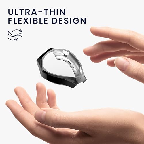 kwmobile 2 x etui do smartwatcha kompatybilne z Huawei Watch GT6 Pro 46 mm – silikonowe etui – etui do trackera aktywności w kolorze czarnym/srebrnym