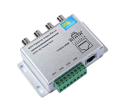 OdiySurveil(TM) 4 Channel Aluminium Alloy Shell Passive HD-CVI/TVI/AHD CCTV Camera Transceiver,BNC RJ45 UTP Video Balun,720P/1080P