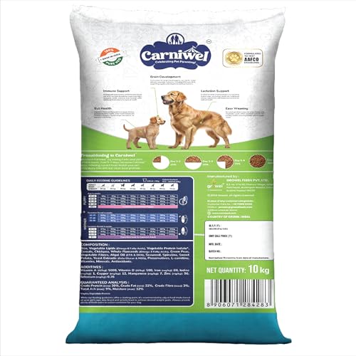 Image of Carniwel Superfoods Starter Dry Dog Food 10 kg | 100% Vegetarian | Fresh & Natural Ingredients | Highly Palatable | GMO Free | Premium Nutrition for Large Dogs