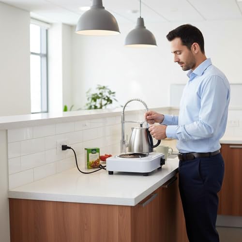 Image of Drumstone (𝐒𝐩𝐞𝐜𝐢𝐚𝐥 20 𝐘𝐞𝐚𝐫𝐬 𝐖𝐚𝐫𝐫𝐚𝐧𝐭𝐲) 2000W Electric Hot Plate Stainless Steel, Portable G-Coil Burner with Adjustable Temperature Control, Fast Heating Stove for Home & Camping