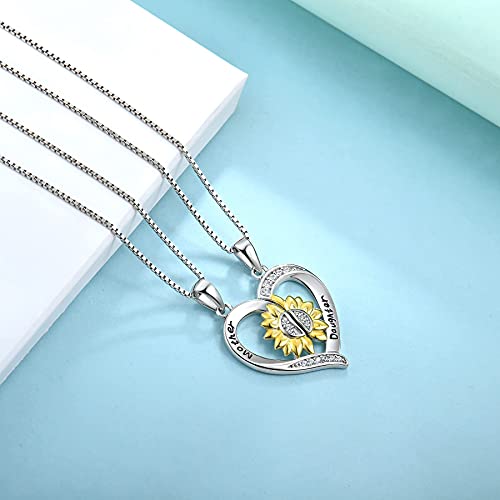 Starchenie Mother Necklace Sterling Silver Sunflower Heart Mother And Daughter Matching Necklace Set For 2 Gifts For Women #TOP3