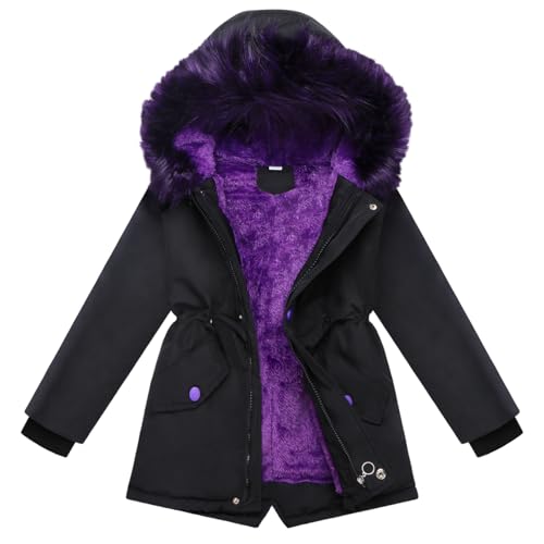 Image of AIMISYOU Teen Girls Winter Coat Size 13-14 Warm Jacket Kids Thicken Black Quilted Outwear