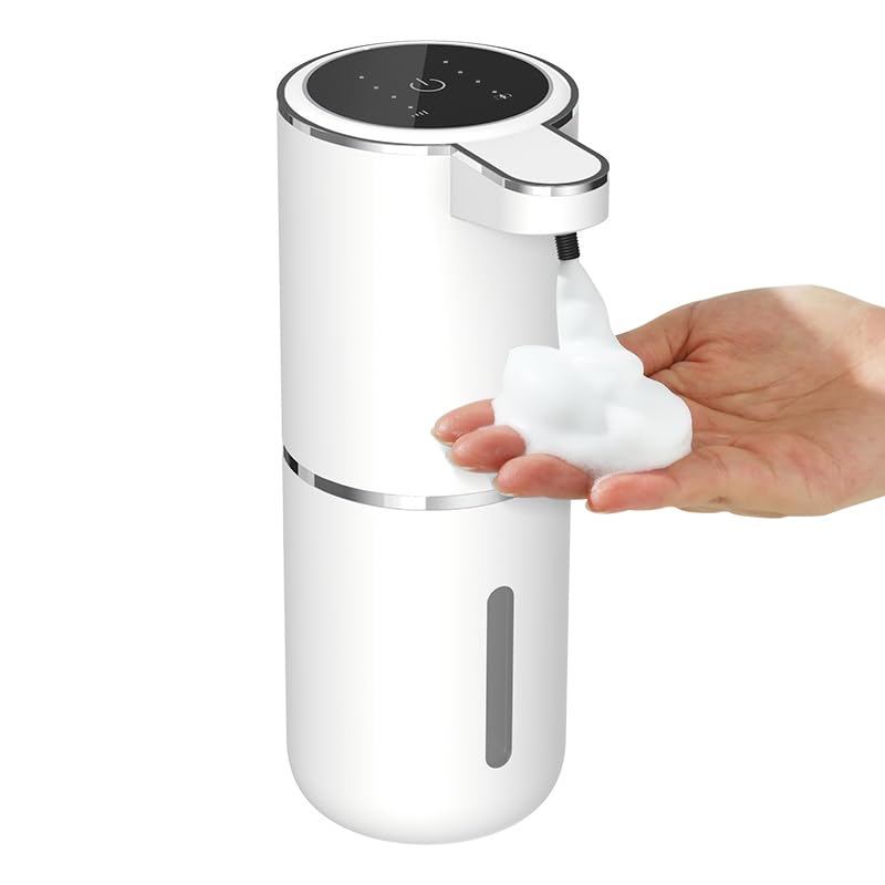 Automatic Foaming Soap Dispenser โ Touchless Soap Dispenser 380ml USB Rechargeable Dispenser Auto Foam Dispenser Wall Mounted with 4levels Adjustable Hand Free Pump for Bathroom Kitchen