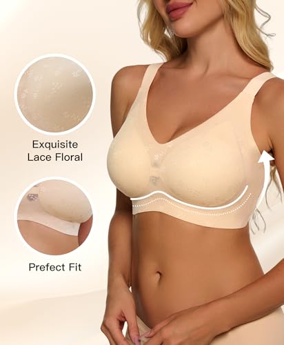 Image of Women's Minimizer Bra No Underwire Full Coverage Wireless Jelly Bra Plus Size Seamless T-Shirt Bra