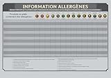 Cuadro de alérgenos Diseño gris Lujo - Pantalla obligatoria A4 - Plastificado y borrable - Conforme a Decreto 2015-447 - Especial Restaurantes, Snacks, Food Trucks, Cantinas