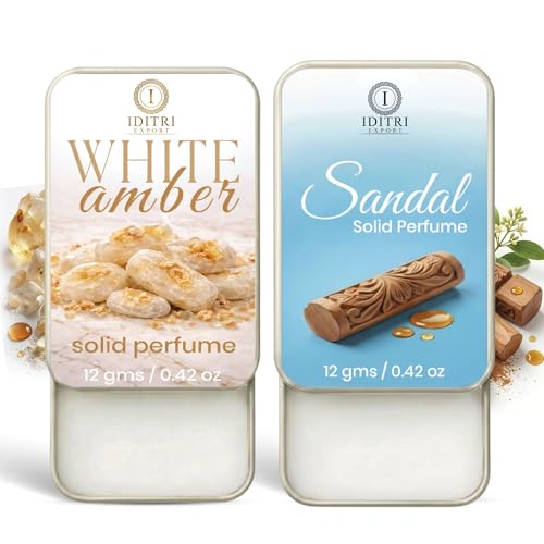 Image of Solid Perfume |sandal&White amber Alcohol Free Wax Perfume Balm, Long Lasting | Pocket Tin 12g, Pack Of 2| Non Greasy Smooth Glide, Travel Friendly Men And Women