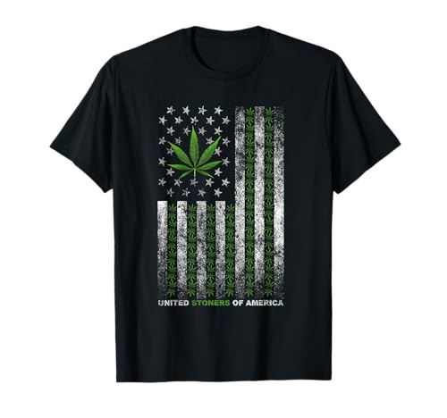 Bandiera USA Marijuana Leaf bandiera Weed United Stoners Of America Maglietta