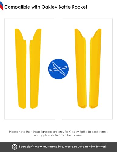 Image of BLAZERBUCK Replacement Temple Sleeves Ear Socks for Oakley Bottle Rocket OO9164 Sunglass - Yellow