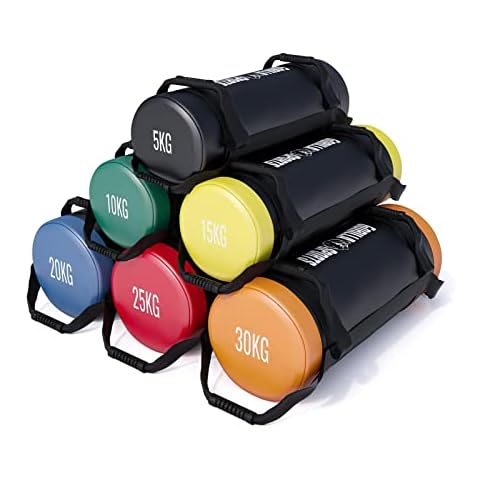 GORILLA SPORTS® Power Bag - 5kg, 10kg, 15kg, 20kg, 25kg, 30kg, Filled, Non-Slip Handles - Sandbag, Weight Bag, Fitness Exercise, Weighted Strength Training, Functional Fitness, Powerlifting Workout Cover