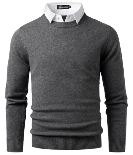 Harbrosrce Pull Homme avec Col Chemise Factice 2 in 1 Pull-Over Manches Longues sous-Pull Tricot Basique Pulls