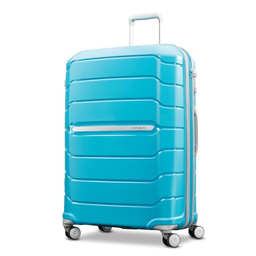 Image of Samsonite Freeform Large Checked Luggage with Dual 360 Spinner Wheels - TSA Lock, Airline-Approved - Lightweight Durable Polypropylene Expandable Hardshell - Ocean Blue