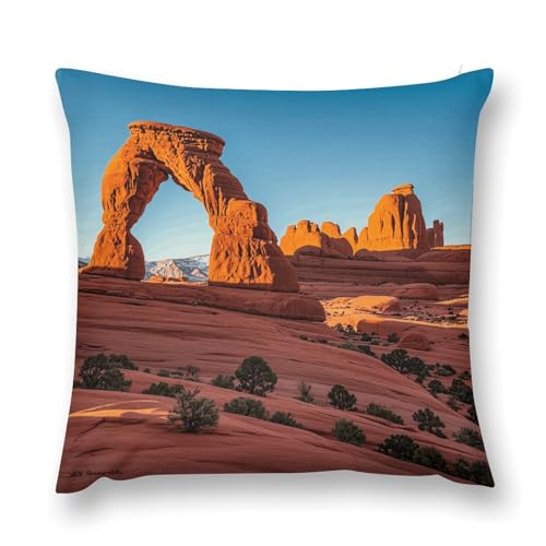 LPSADGF Arches National Park-Standard Throw Pillow Covers Farmhouse Cushion Cover Boho Plush Pillowcase Decorative Square Pillow Case for Couch Sofa Bed Living Room Home Decor 12 "x12