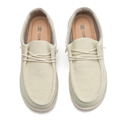 Image of Men's Canvas Loafers, Slip On Casual Shoes | Hands Free, Lightweight, Comfortable, Breathable Upper, Walking Shoes, Stretch, Travel, Vacation, Everyday Wear