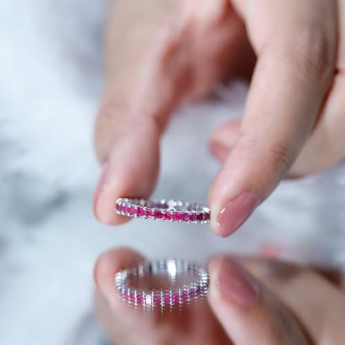 Ruby Eternity Wedding Anniversary Ring, Minimal Gemstone Jewelry for Her, July Birthstone4