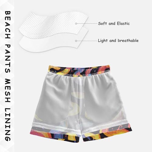 Pigsaly Boys' Swim Board Shorts Colorful Snakes Animals Boy's Swim Trunks Kids Swimwear 3T4