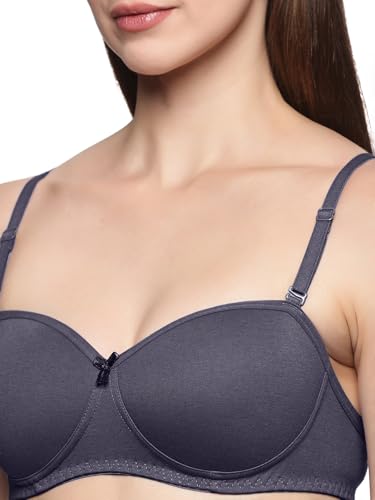 Image of Teens Lifestyle Non-Wired Padded Super Combed Cotton Strapless Bra for Women | Full Coverage, Ultra-Grip Support Band, Detachable Adjustable Transparent Straps, Seamless Design