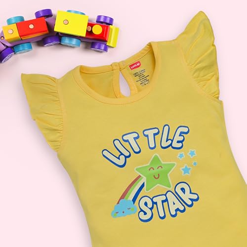 Image of LuvLap Baby Girls Regular Fit 100% Cotton Half Sleeves Girls Top CoSet Pack of 3