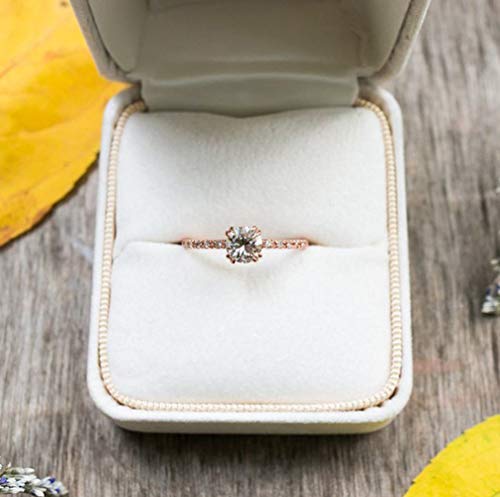 Cuteshop Rose Gold 2ct Round CZ Crystal 4 Prongs Simulated Diamond Solitaire Wedding Engagement Rings for Women (5)3