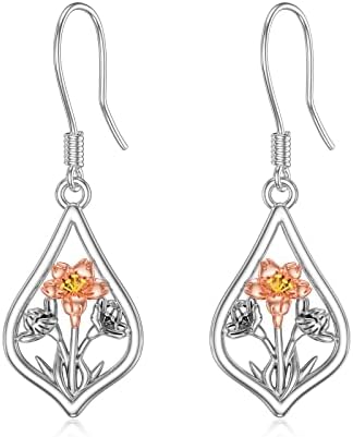 WINNICACA Cherry blossoms Gifts Sterling Silver Cherry blossoms Flower Dangle Drop Earrings for Women Cherry blossoms Flower Jewelry Gifts for Tenns Girls Birthday Anniversary