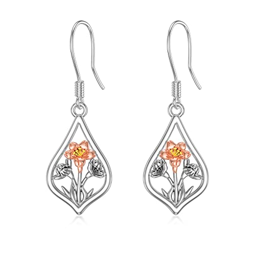 Winnicaca Cherry Blossoms Gifts Sterling Silver Cherry Blossoms Flower Dangle Drop Earrings For Women Cherry Blossoms Flower Jewelry Gifts For Tenns Girls Birthday Anniversary #TOP9