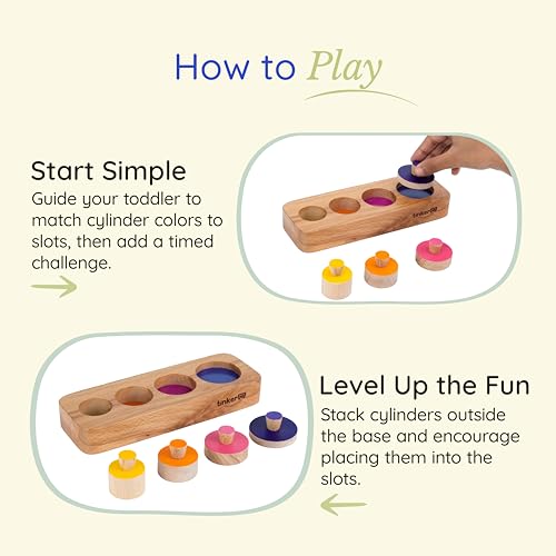 Image of TinkerBox Cylinder Puzzle | 12+ Months | Montessori Wooden Sorting & Matching Toy for Toddlers & Kids | STEM Puzzle for Cognitive Skills & Fine Motor Development | Safe & Durable Educational Toy